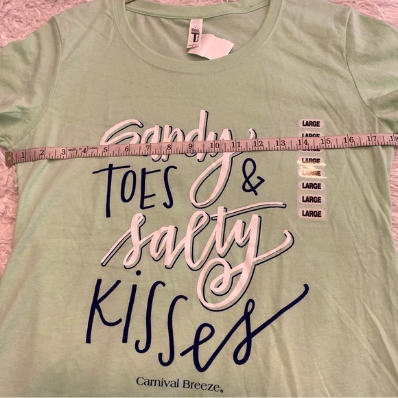 NEXT LEVEL Sandy Toes & Salty Kisses L Coastal Graphic Printed T-Shirt Mint NWT - Picture 6 of 7